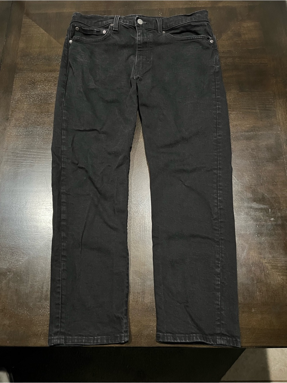 Levi's Premium 502 Regular Taper Black Jeans Mens 34x29 Big E Stretch